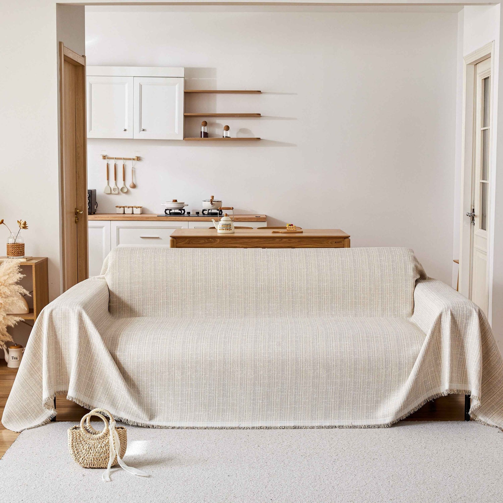 Couch Cover Blanket Couch Covers for Most Shape Sofas Washable Durable Sofa Throw Cover with Tassels