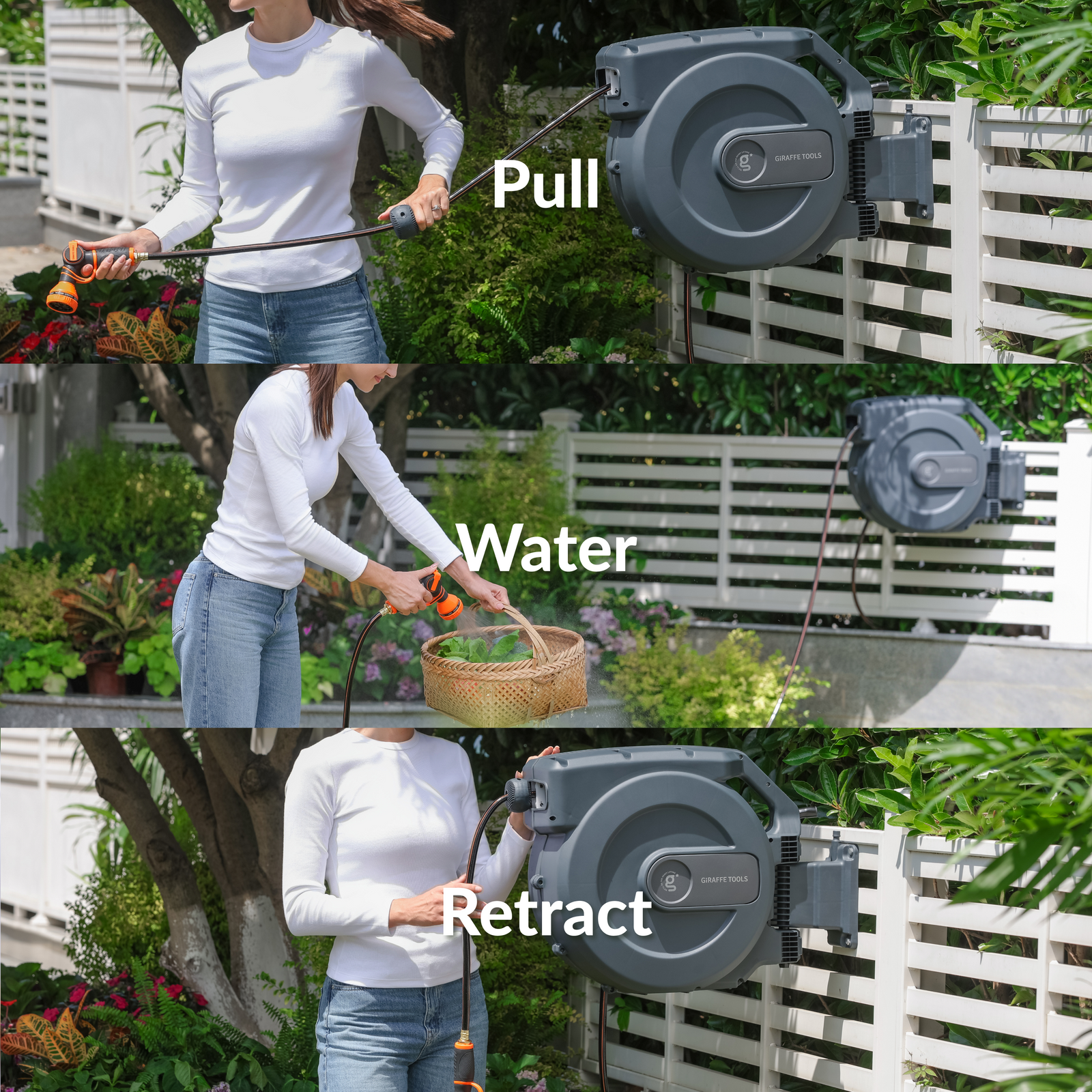 Retractable Garden Hose Reel-1/2in-155ft