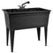 Tehila Freestanding Double-Wide Black Utility Sink with Steel Legs & Black Pull-Out Faucet, Multi-Purpose Heavy-Duty Laundry Tub and Kitchen Sink for Homes & Business