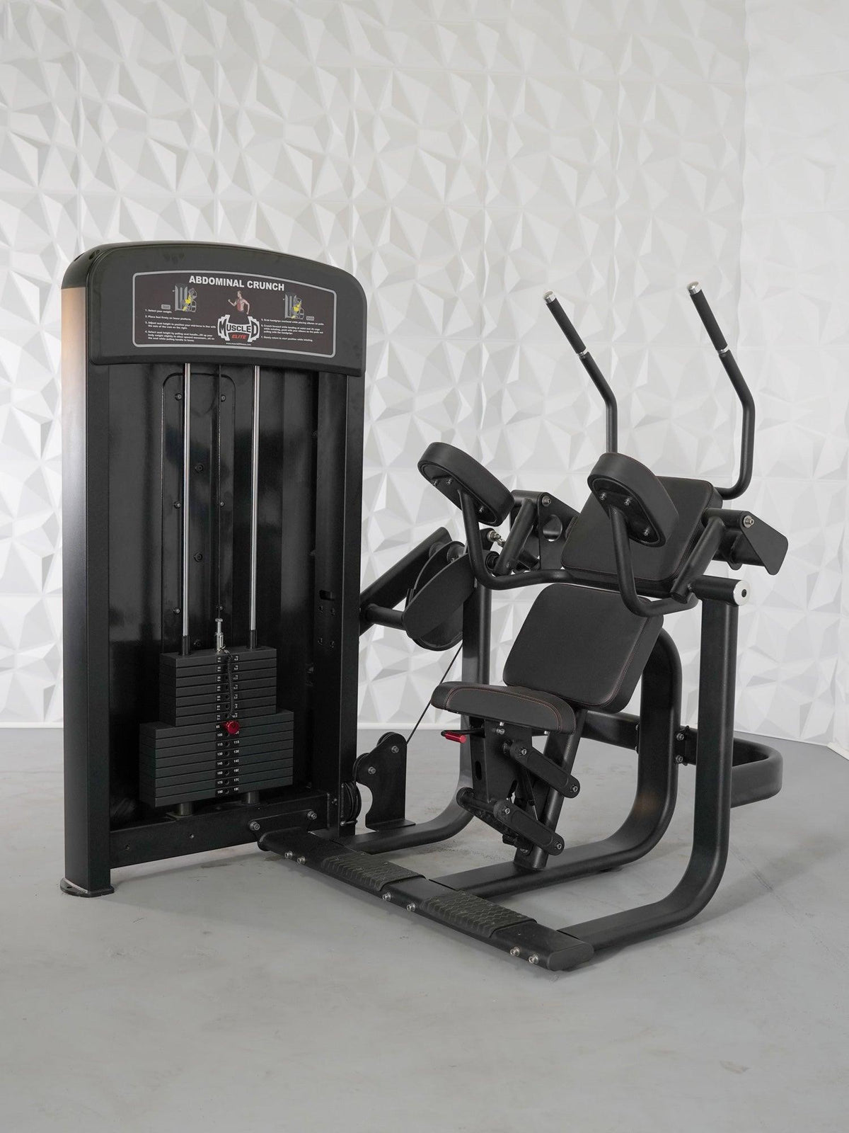 Elite Selectorized Ab Crunch Machine - Muscle D Fitness - Commercial Grade - Adjustable Seat - Pin Selectorized - Abdominal Workout