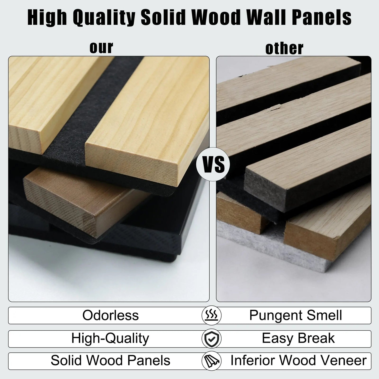Solid Wood Acoustic Slat Wall Panels (Broad Strip)