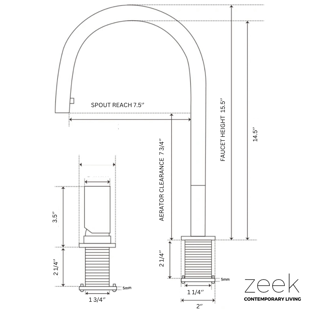 Zeek KF-11GM Gunmetal Pull-Down Kitchen Faucet