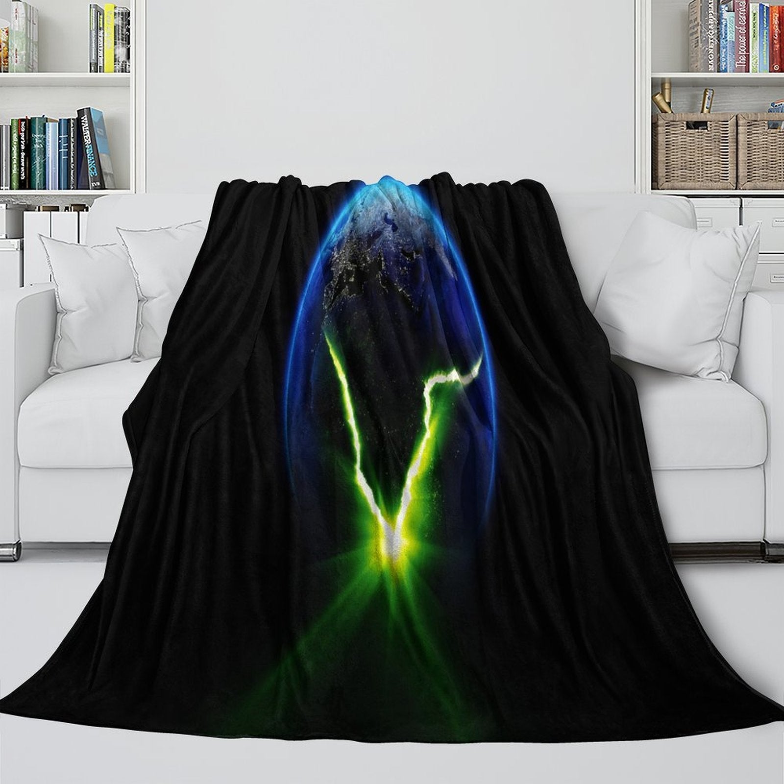 Alien Earth Blanket Pattern Flannel Throw Room Decoration