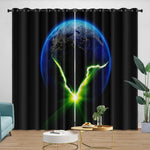 Alien Earth Curtains Pattern Blackout Window Drapes