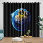 Alien Earth Curtains Pattern Blackout Window Drapes