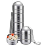 Waterproof Aluminum Pill Organizer 7 Day Travel Pill Box Case