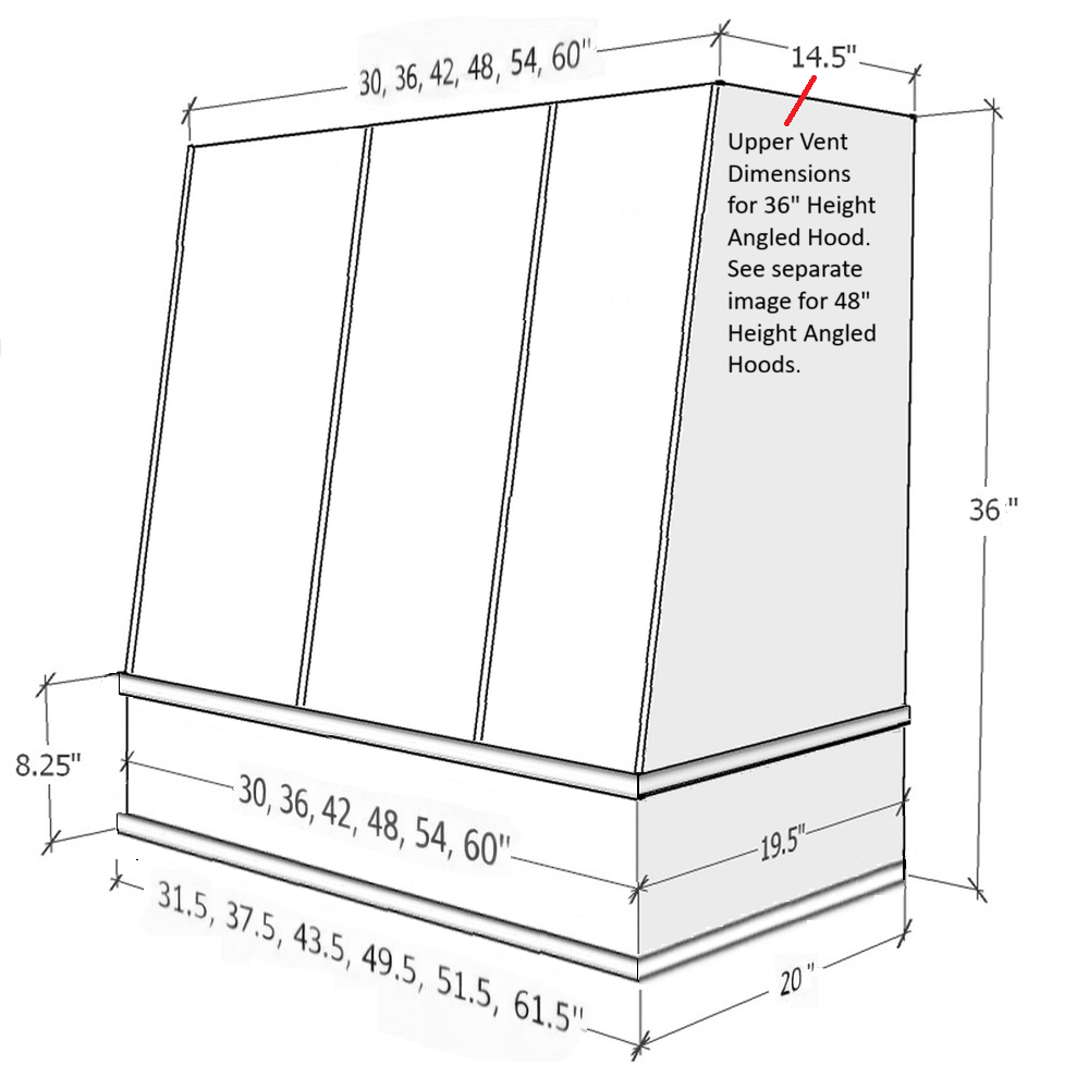Wood Range Hood With Angled Strapped Front and Block Trim - 30