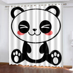 Animal Panda Curtains Pattern Blackout Window Drapes