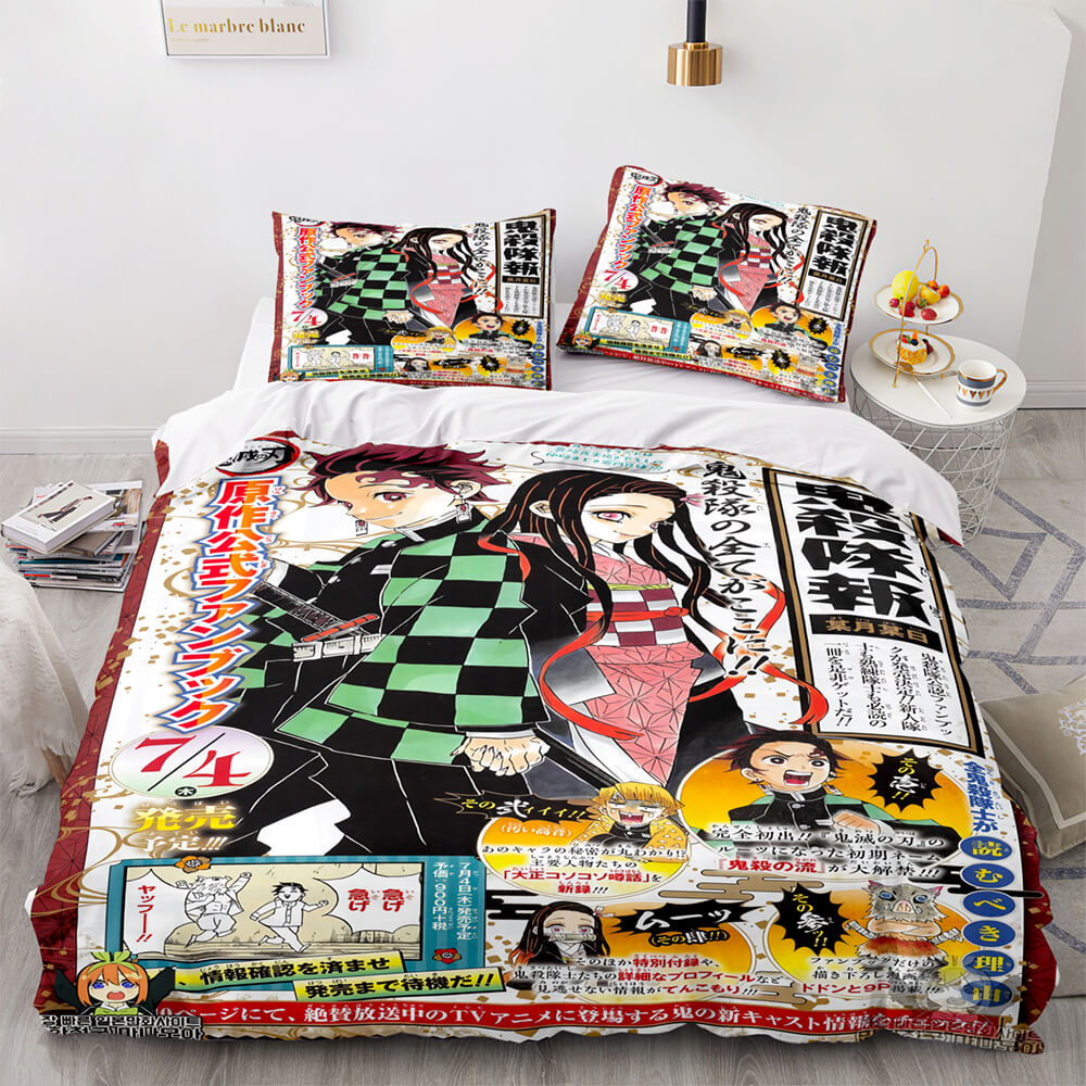 Anime Demon Slayer Cosplay Bedding Set Quilt Cover Without Filler