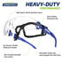Anti-Fog Safety Glasses Convertible to Goggles with Removable Foam Seal, Temples & Headband