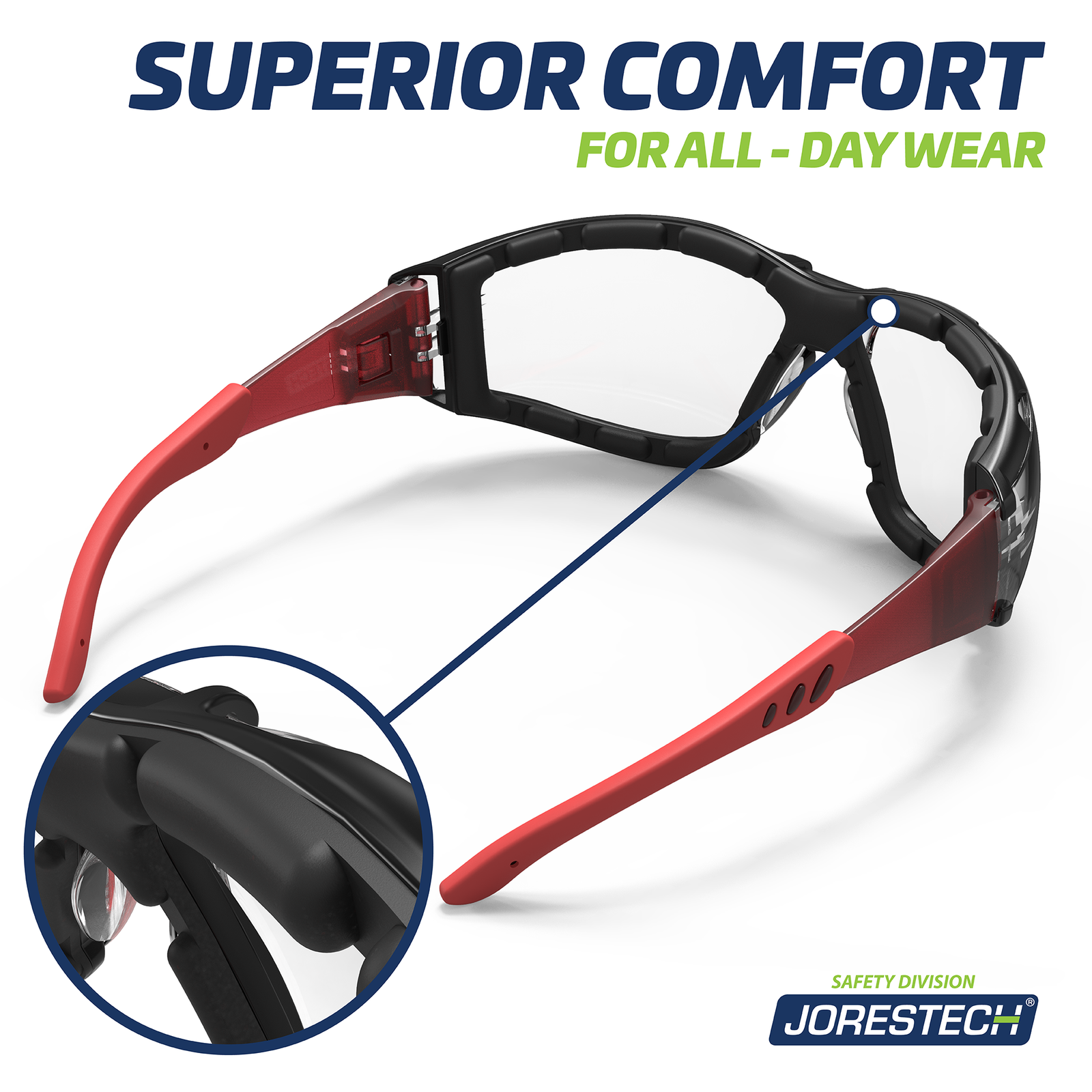 Anti-Fog Safety Glasses Convertible to Goggles with Removable Foam Seal, Temples & Headband