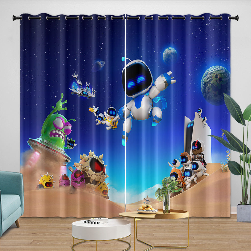 Astro Bot Curtains Blackout Window Drapes Room Decoration
