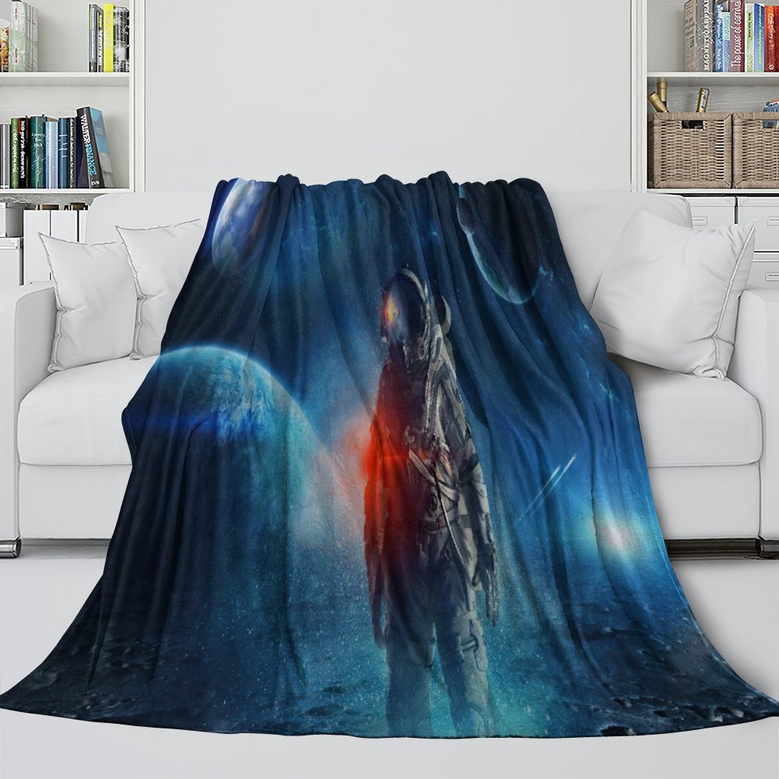 Astronaut Blanket Pattern Flannel Kids Room Throw
