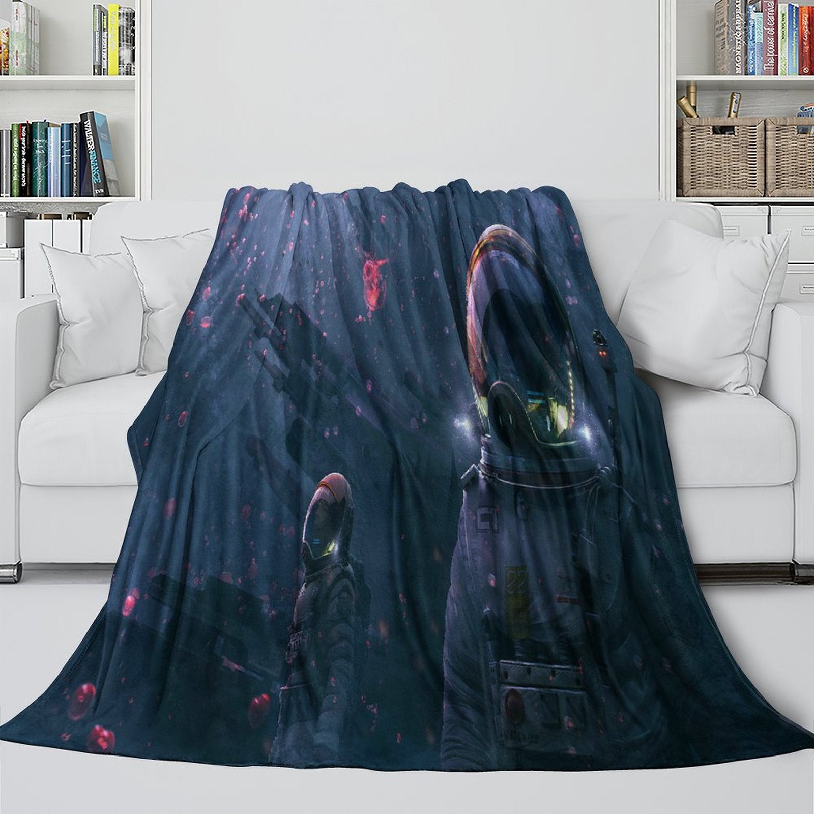 Astronaut Blanket Pattern Flannel Kids Room Throw