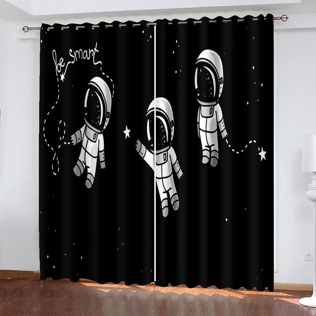 Astronaut Curtains Pattern Blackout Window Drapes