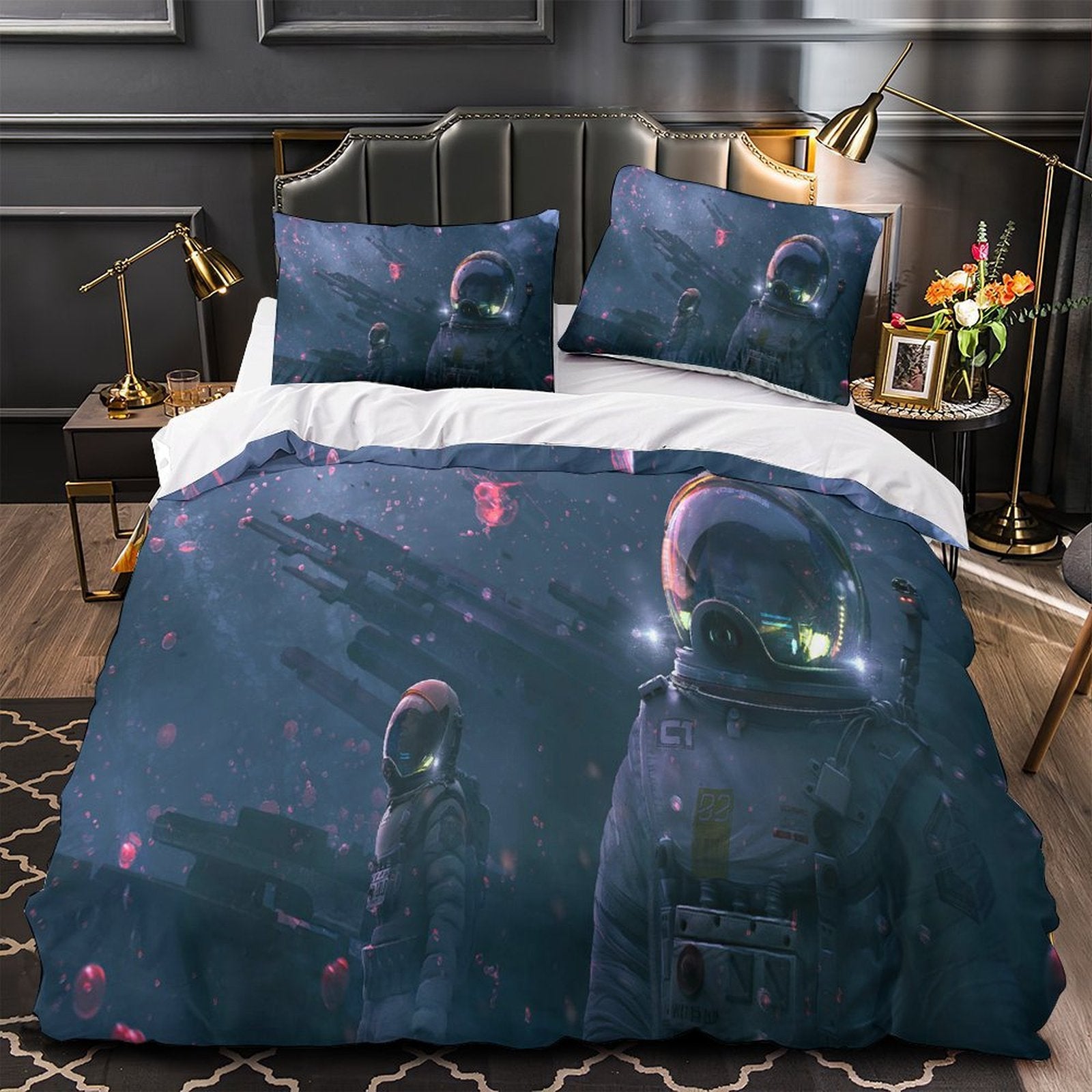 Astronaut Duvet Cover Kids Room Bedding Set Without Filler