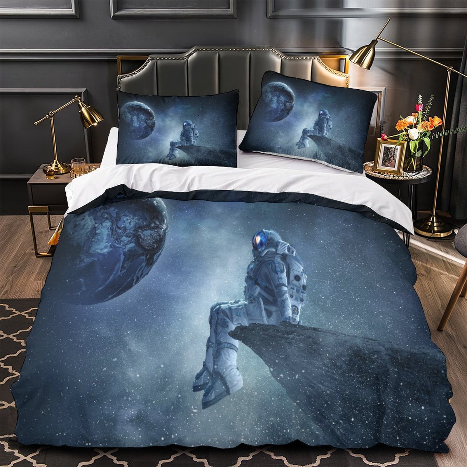 Astronaut Duvet Cover Kids Room Bedding Set Without Filler