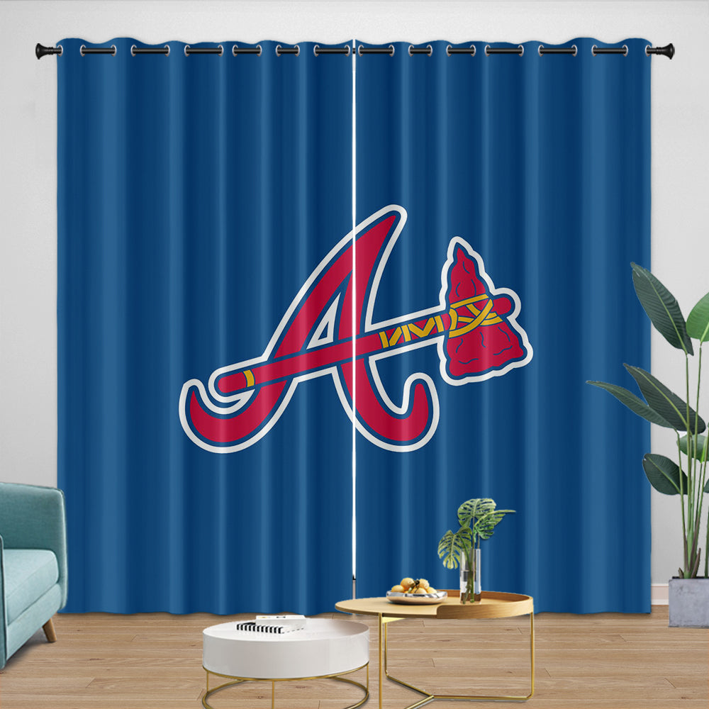 Atlanta Braves Curtains Blackout Window Drapes Room Decoration