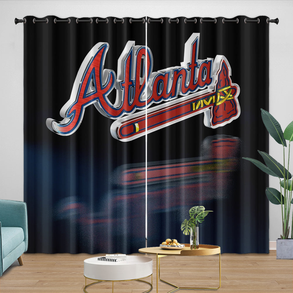 Atlanta Braves Curtains Blackout Window Drapes Room Decoration