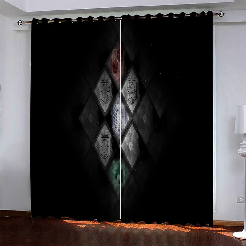 Attack On Titan Pattern Curtains Blackout Window Drapes