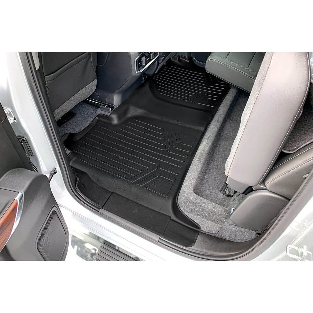 SmartCoverage™ Custom Fit Floor Liners For 2019-2025 Chevrolet Silverado 1500/ GMC Sierra 1500 Crew Cab with Carpeted Flooring and 1st Row Bucket Seats and 2nd Row Underseat Storage