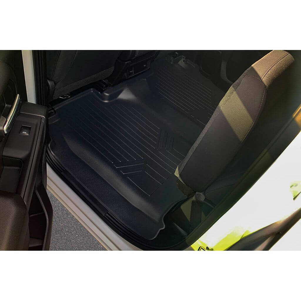 SmartCoverage™ Custom Fit Floor Liners For 2019-2024 Chevrolet Silverado 1500 Crew Cab With 1st Row Bench Seat (No OTH Coverage) and Carpeted Flooring without the 2nd Row Underseat Storage