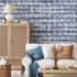 Abstract Wallpaper with Irregular Vertical Lines in Navy Blue and White - B087