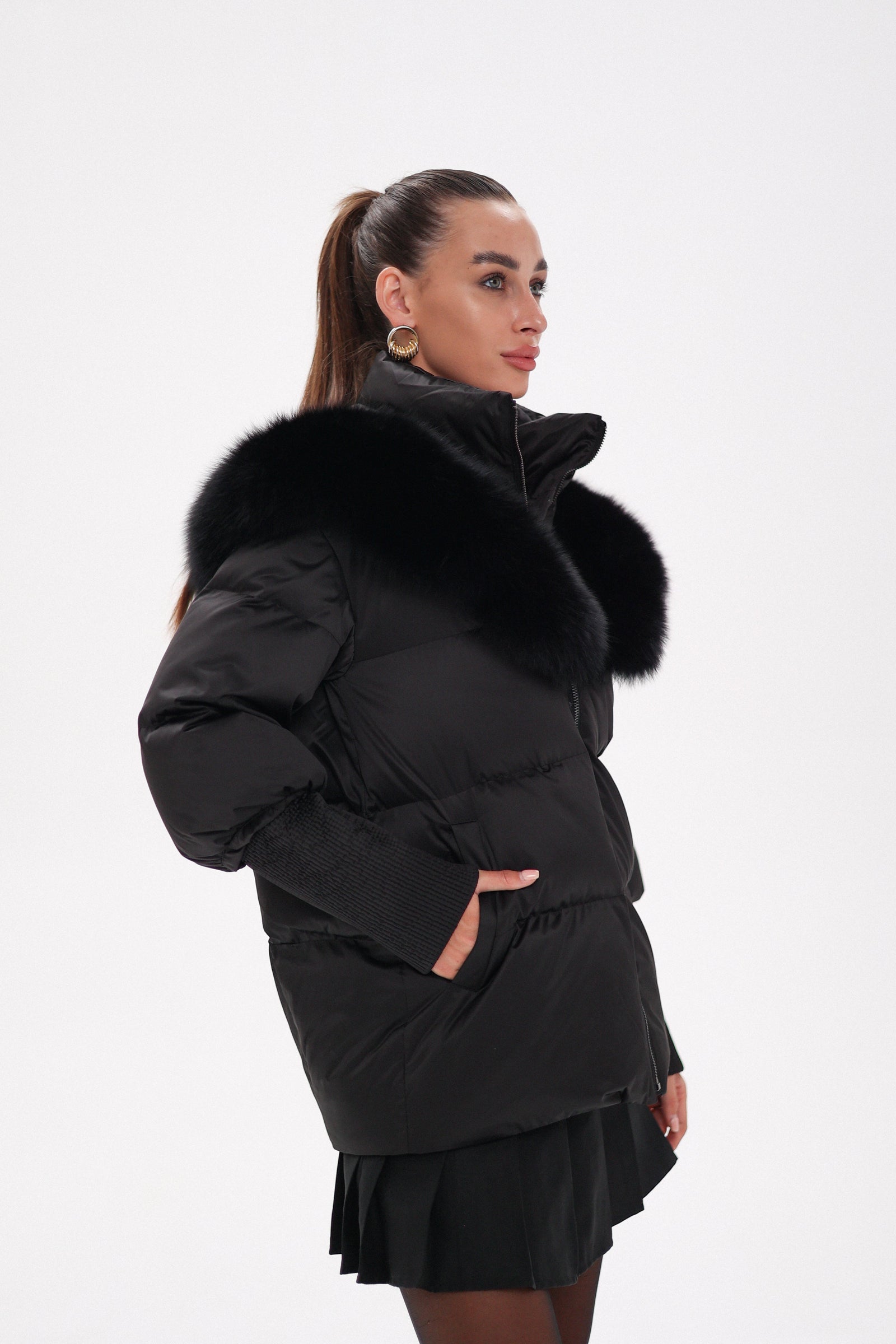 Pre-Order. Re-Stock Ships November 1. Amanda Genuine Fur Trim Down Fill Coat