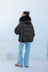 Chantal Genuine Fur Trim Down Fill Coat in Chocolate