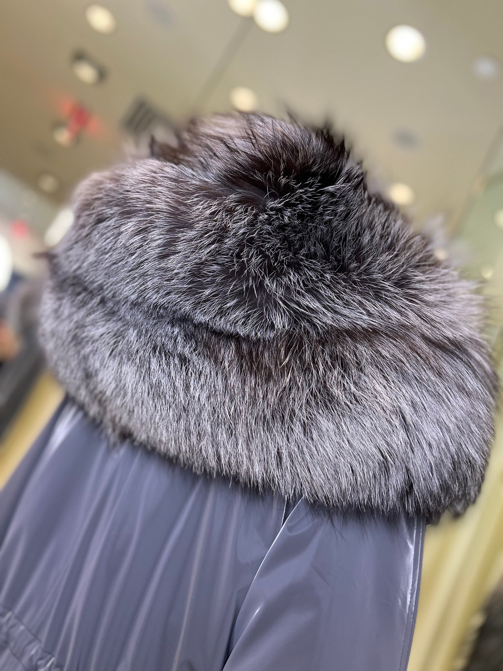 Genuine Silver Fox Fully Lined Hood Rabbit Insulated Parka