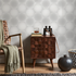 Geometric Wallpaper with an Optical Illusion Hexagon Motif in Light Grey - B304
