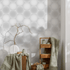 Geometric Wallpaper with an Optical Illusion Hexagon Motif in Light Grey - B304