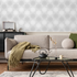 Geometric Wallpaper with an Optical Illusion Hexagon Motif in Light Grey - B304