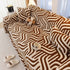 Plush Sherpa Sofa Throw Cover for Sectional, Jacquard Wave Throw Furniture Protector