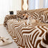 Plush Sherpa Sofa Throw Cover for Sectional, Jacquard Wave Throw Furniture Protector