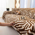 Plush Sherpa Sofa Throw Cover for Sectional, Jacquard Wave Throw Furniture Protector