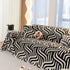 Plush Sherpa Sofa Throw Cover for Sectional, Jacquard Wave Throw Furniture Protector