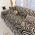Plush Sherpa Sofa Throw Cover for Sectional, Jacquard Wave Throw Furniture Protector