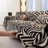 Plush Sherpa Sofa Throw Cover for Sectional, Jacquard Wave Throw Furniture Protector