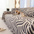 Plush Sherpa Sofa Throw Cover for Sectional, Jacquard Wave Throw Furniture Protector