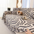 Plush Sherpa Sofa Throw Cover for Sectional, Jacquard Wave Throw Furniture Protector