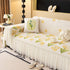 Ruffled Sweet Floral Sofa Cover with Skirt, Soft and Decorative Couch Throw Cover