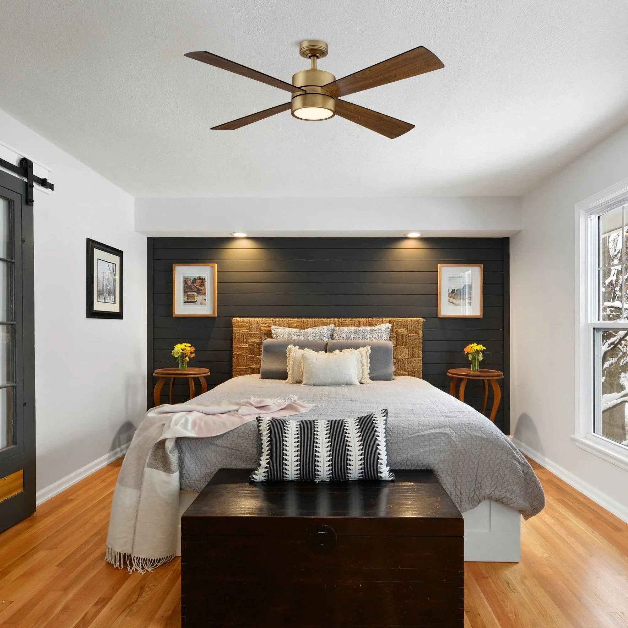 52" Bucholz Industrial Ceiling Fan with Dimmable LED Light