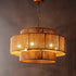 Bohemian Antique Gold 6-Light Drum Downrod Mount with Natural Rope Shade