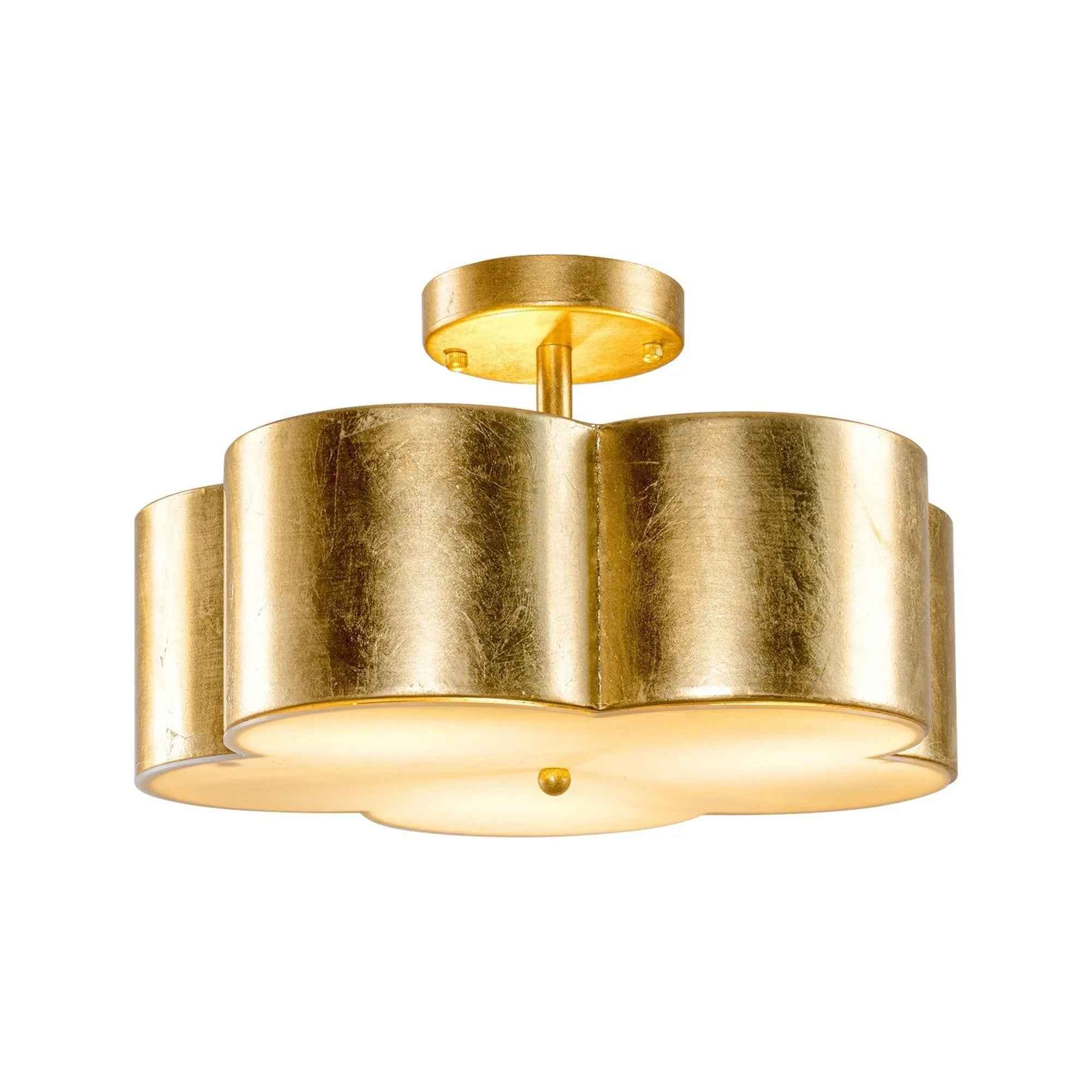 Golden Modern Semi Flush 3-Light Ceiling Lighting