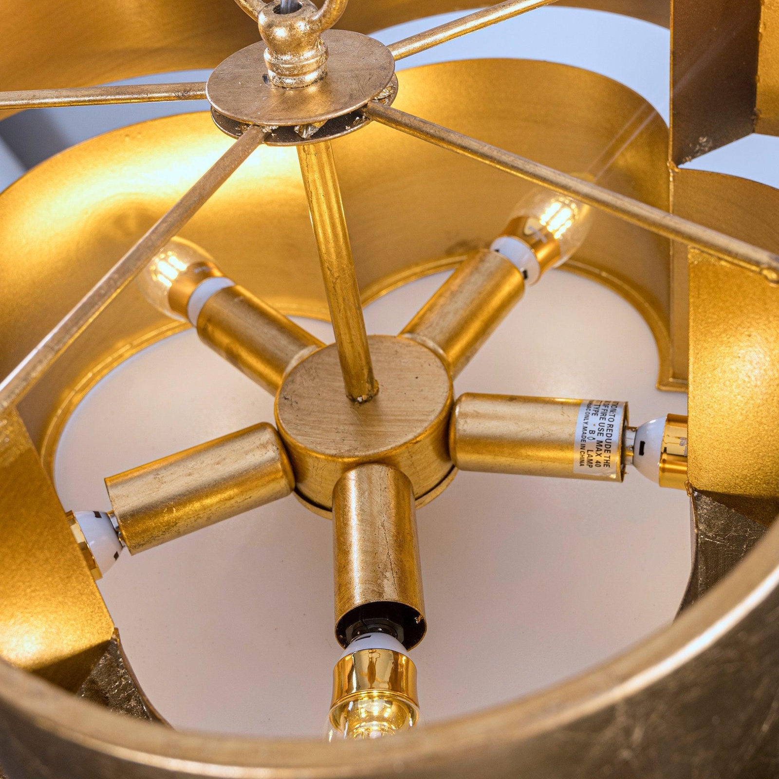Golden 5-Light Iron Dry Rated Island Pendant Lighting