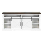 68" Farmhouse TV Stand with Double Sliding Barn Doors for Living Room