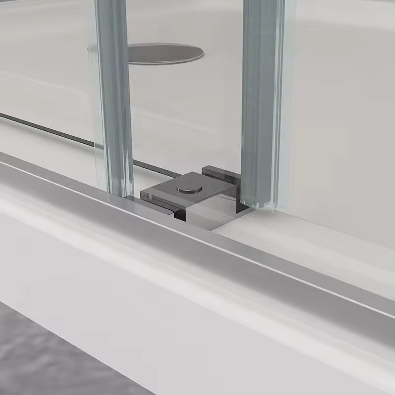 60''W X 76'' H Double Sliding Frameless Shower Door with Clear Glass