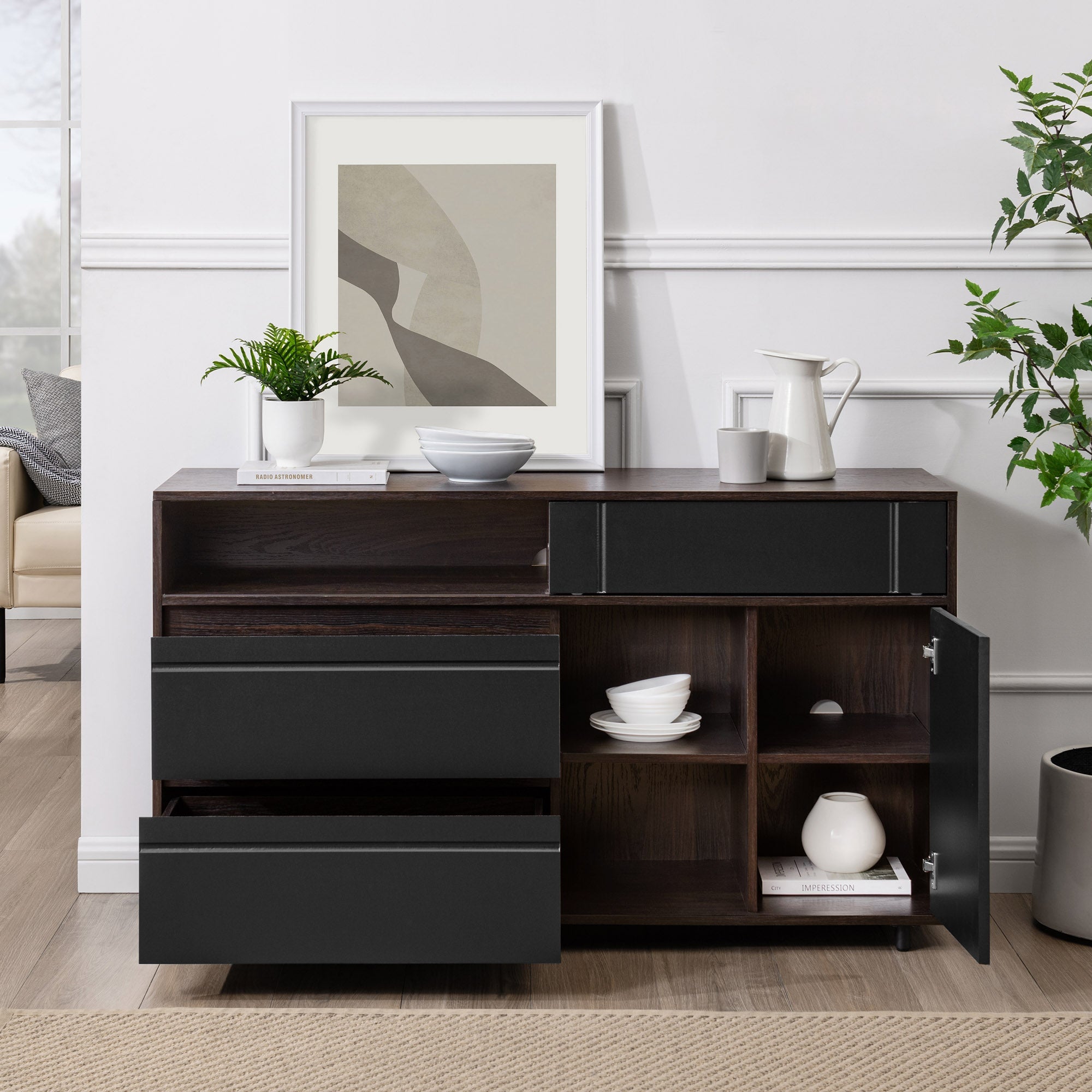Beckett 52" Contemporary Storage  Buffet Sideboard & TV Stand