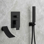 Waterfall Wall-mount Bath Tub Filler Faucet with Handheld Shower Oil Rubbered bronze or Matte Black or Chrome Or Brushed Nickel